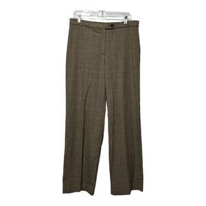 Kim Rogers Dress Pants Size 12 Brown Plaid Flat Front Tapered Leg Slacks Stretch